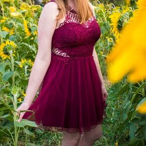 City Triangles Burgundy Dress